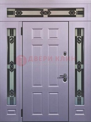Филенчатая железная парадная дверь с фрамугами ДПР-82 в Сергиевом Посаде
