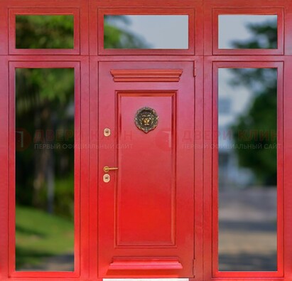 Красная парадная дверь для частного дома ДПР-88 в Сергиевом Посаде