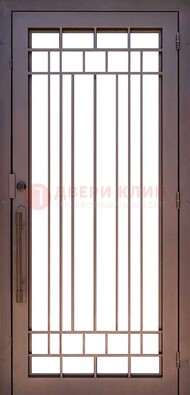 Стальная решетчатая дверь в коричневом цвете ДР-12 в Сергиевом Посаде