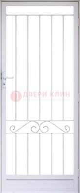 Белая стальная решетчатая дверь с волютами ДР-30 в Сергиевом Посаде
