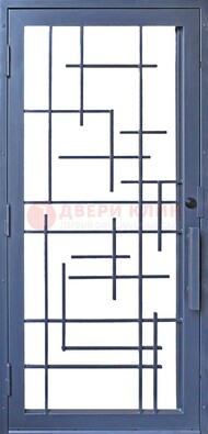 Современная железная решетчатая дверь синяя ДР-31 в Сергиевом Посаде
