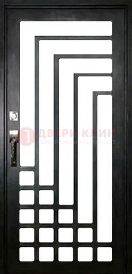 Черная стальная решетчатая дверь в современном стиле ДР-43 в Сергиевом Посаде