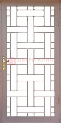 Коричневая металлическая решетчатая дверь для дома ДР-47 в Сергиевом Посаде