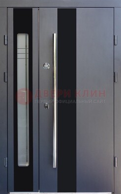 Серая стальная дверь со стеклом ДС-11 в Сергиевом Посаде