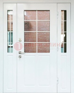Белая стальная дверь со стеклом и фрамугами ДС-27 в Сергиевом Посаде