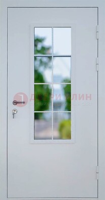 Белая железная дверь порошок со стеклом ДС-31 в Сергиевом Посаде