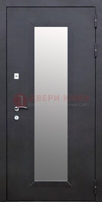 Черная стальная дверь порошок со стеклом ДС-33 в Сергиевом Посаде