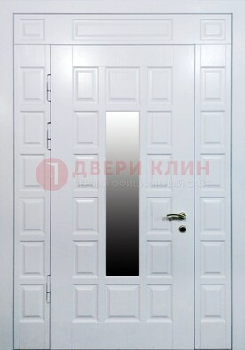 Белая входная дверь с МДФ панелью и стеклом ДС-56 в Сергиевом Посаде