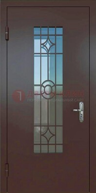 Входная металлическая дверь со стеклом для дома ДС-6 в Сергиевом Посаде