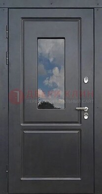 Чёрная металлическая дверь со стеклом ДС-77 в Сергиевом Посаде