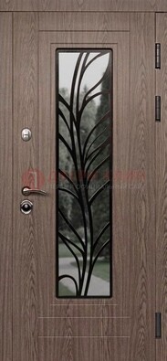 Металлическая дверь со стеклом и ковкой в стиле модерн ДСК-106 в Одинцово