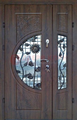 Входная дверь стекло с ковкой и резьбой ДСК-202 в Сергиевом Посаде