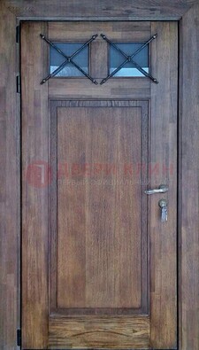 Металлическая дверь с Виноритом со стеклом и ковкой под старину ДСК-209 в Сергиевом Посаде