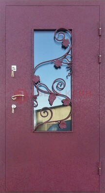 Железная дверь Порошок со стеклом и ковкой лозы ДСК-220 в Сергиевом Посаде