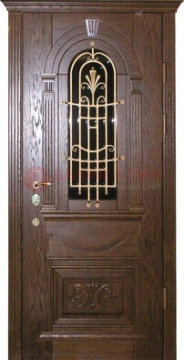 Железная дверь со стеклом и ковкой в классическом стиле ДСК-23 в Сергиевом Посаде