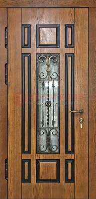 Двухцветная железная дверь Винорит со стеклом и ковкой ДСК-264 в Сергиевом Посаде