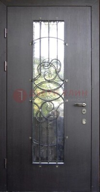 Остекленная стальная дверь с ковкой ДСК-26 в Сергиевом Посаде