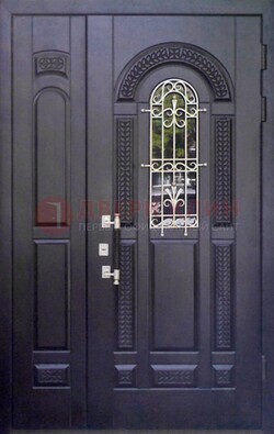 Входная дверь Винорит со стеклом и ковкой с узором ДСК-270 в Сергиевом Посаде