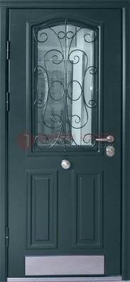 Прочная дверь со стеклом и ковкой с декоративным элементом ДСК-27 в Сергиевом Посаде