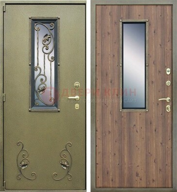 Офисная железная дверь со стеклом и ковкой ДСК-44 в Сергиевом Посаде