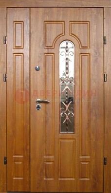 Стальная дверь со стеклом и цветной ковкой ДСК-78 для панельного дома в Орле