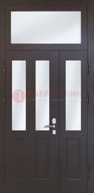 Черная тамбурная дверь со стеклянными вставками ДТМ-38 в Сергиевом Посаде