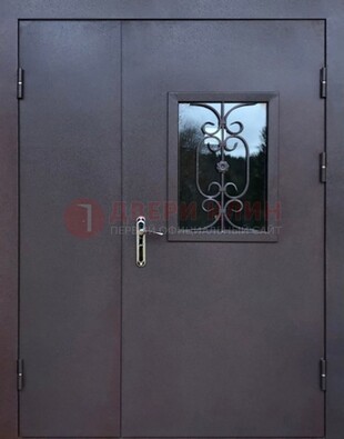 Тамбурная дверь Порошок со стеклом и ковкой ДТМ-48 в Сергиевом Посаде