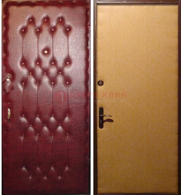 Бордовая металлическая дверь с винилискожей ДВ-1 в Сергиевом Посаде