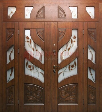 Элитная двухстворчатая дверь с витражным стеклом ДВТ-173 в Сергиевом Посаде