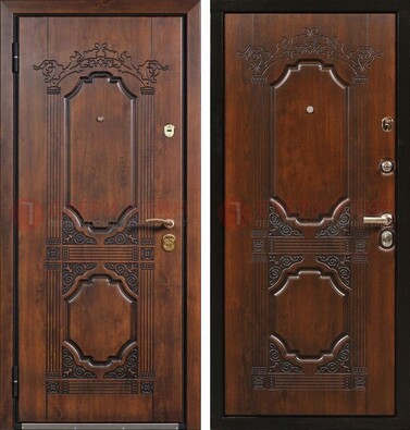 Коричневая железная дверь с виноритом и узором ДВТ-211 в Сергиевом Посаде