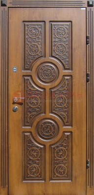 Коричневая стальная дверь с виноритом и рисунком ДВТ-25 в Сергиевом Посаде