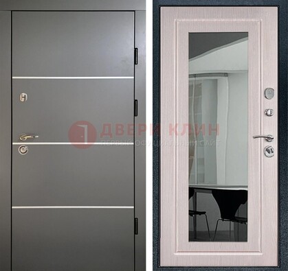 Черная металлическая дверь с зеркалом ДЗ-12 в Сергиевом Посаде