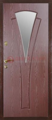 Бордовая металлическая дверь с зеркалом МДФ внутри ДЗ-1 в Сергиевом Посаде
