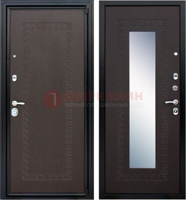 Темная стальная дверь с зеркалом ДЗ-20 в Сергиевом Посаде