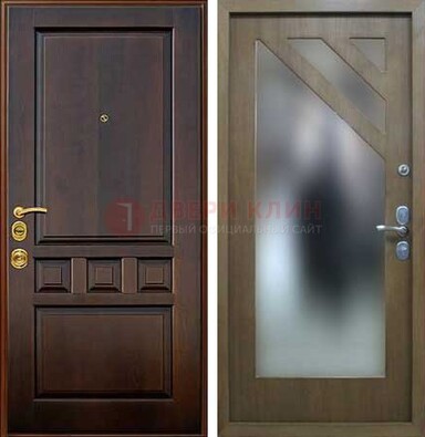 Темная входная дверь с зеркалом МДФ внутри ДЗ-25 в Сергиевом Посаде