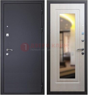 Черная металлическая дверь с зеркалом ДЗ-26 в Сергиевом Посаде