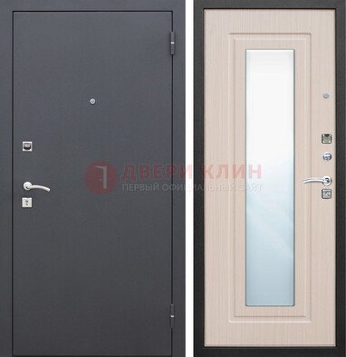 Черная входная дверь с зеркалом МДФ внутри ДЗ-31 в Сергиевом Посаде