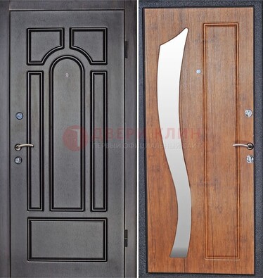 Темная железная дверь с зеркалом ДЗ-35 в Сергиевом Посаде
