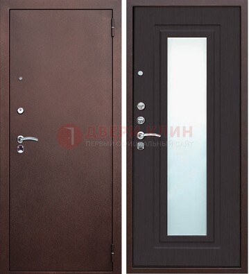 Коричневая металлическая дверь с зеркалом ДЗ-43 в Ульяновске