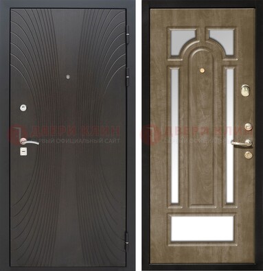 Темная металлическая дверь МДФ с различными зеркальными вставками внутри ДЗ-82 в Сергиевом Посаде