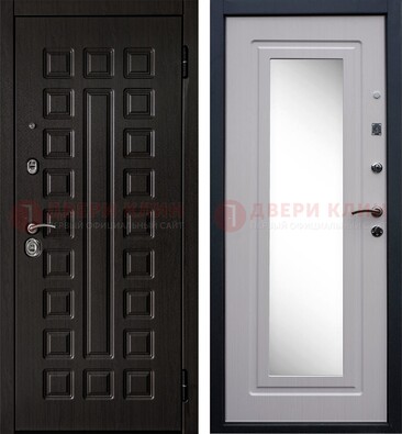 Металлическая дверь с белыми МДФ и зеркалом ДЗ-83 в Сергиевом Посаде