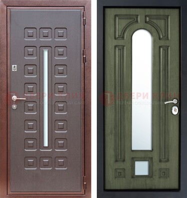 Металлическая серая дверь с порошковым покрытием и МДФ Венге с зеркалом ДЗ-84 в Сергиевом Посаде