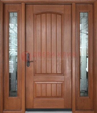 Стальная дверь с массивом дуба и витражом для дома ВЖ-17 в Сергиевом Посаде