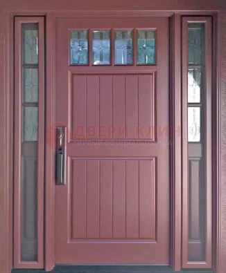Входная дверь с массивом с фрамугами и витражом ВЖ-19 в Сергиевом Посаде
