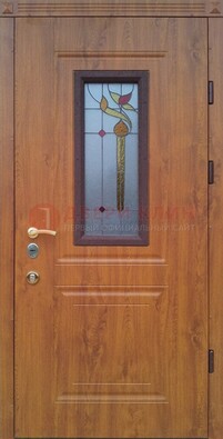 Железная дверь с МДФ и витражом ВЖ-24 в Сергиевом Посаде